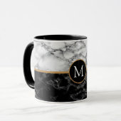 Zwart Wit Marmeren Koffie Mok met Custom Letter (Voorkant links)