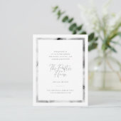 Zwart-wit Marmeren Lijst Bruiloft Receptie Informatiekaartje (Staand voorkant)