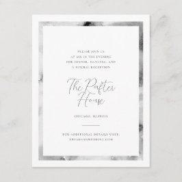 Zwart-wit Marmeren Lijst Bruiloft Receptie Informatiekaartje