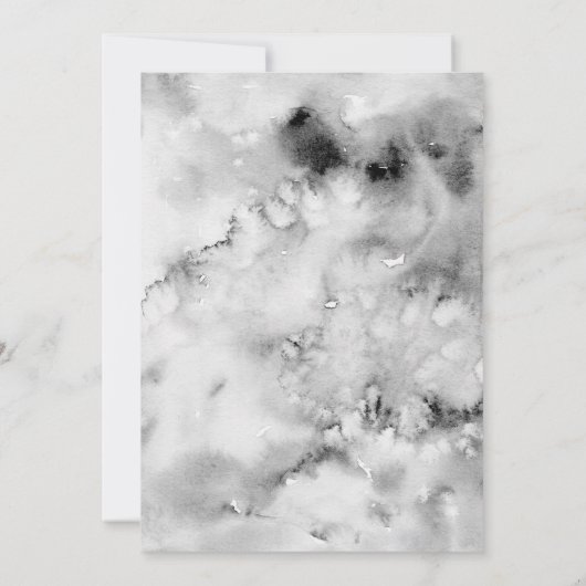 Zwart-wit Marmeren Lijst Formeel Script Bruiloft Kaart (Achterkant)