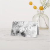 Zwart-wit Marmeren Lijst Formeel Script Bruiloft Plaatskaartje (Achterkant)