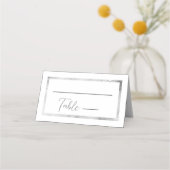 Zwart-wit Marmeren Lijst Formeel Script Bruiloft Plaatskaartje (Voorkant)