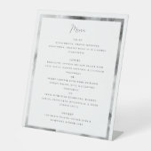 Zwart-wit Marmeren Lijst Formeel Script Reclamebord Met Voetstuk (Voorkant)