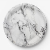 Zwart-wit marmeren look papieren bordje (Voorkant)