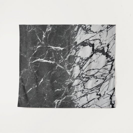 Zwart & wit marmeren modern glam trendy wandkleed (Voorkant (horizontaal))