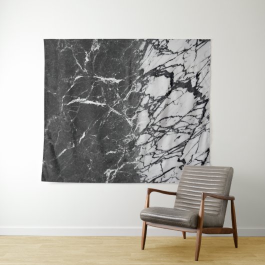 Zwart & wit marmeren modern glam trendy wandkleed (In Situ (horizontaal))