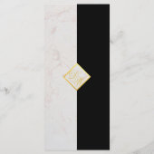 Zwart Wit Marmeren Monogram Kalligrafie Faux Gold Menu (Achterkant)