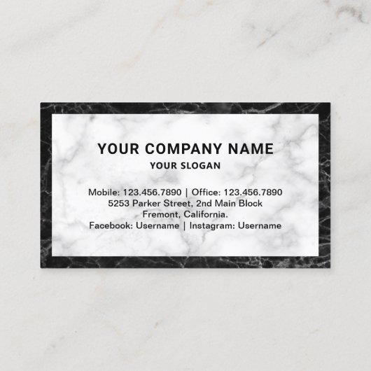 Zwart-wit marmeren onroerend goed foto makelaar visitekaartje (Achterkant)