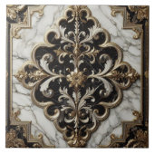 Zwart-wit marmeren ontwerp tegeltje (Voorkant)