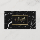 Zwart-wit marmeren ontwerper met Faux Gold Visitekaartje (Voorkant)