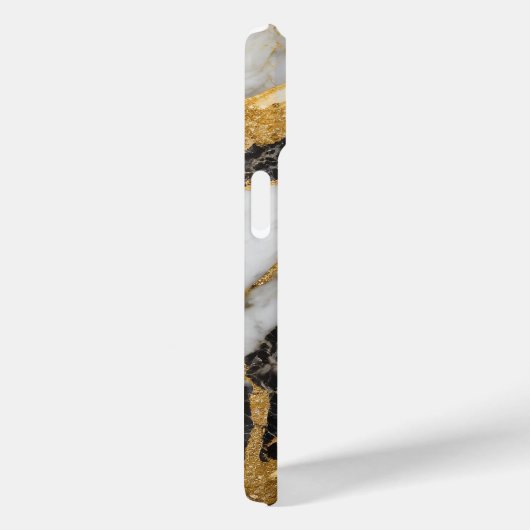 Zwart-wit marmeren patroon met goud Case-Mate iPhone case (Achterkant / Rechts)