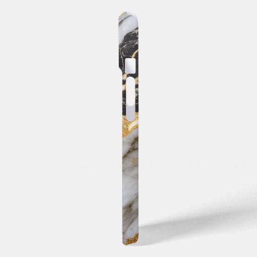 Zwart-wit marmeren patroon met goud Case-Mate iPhone case (Achterkant / Links)