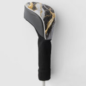Zwart-wit marmeren patroon met goud golfheadcover (Schuin)