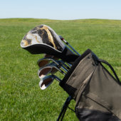 Zwart-wit marmeren patroon met goud golfheadcover (Insitu)