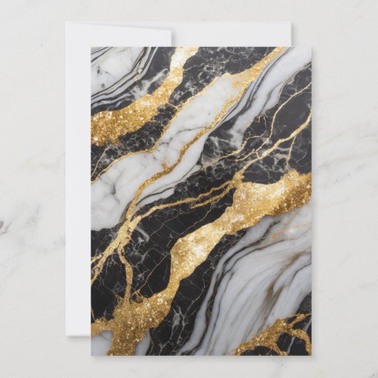Zwart-wit marmeren patroon met goud kaart (Achterkant)