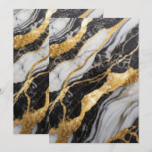 Zwart-wit marmeren patroon met goud kaart (Voorkant / Achterkant)