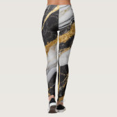 Zwart-wit marmeren patroon met goud leggings (Achterkant)