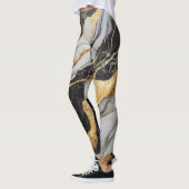 Zwart-wit marmeren patroon met goud leggings (Links)