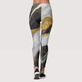 Zwart-wit marmeren patroon met goud leggings (Achterkant)