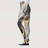 Zwart-wit marmeren patroon met goud leggings (Links)