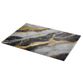 Zwart-wit marmeren patroon met goud snijplank (Hoek)