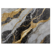 Zwart-wit marmeren patroon met goud snijplank (Voorkant)