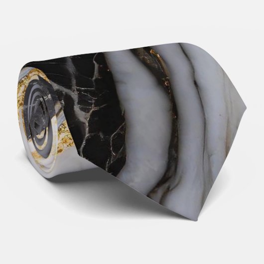Zwart-wit marmeren patroon met goud stropdas (Opgerold)