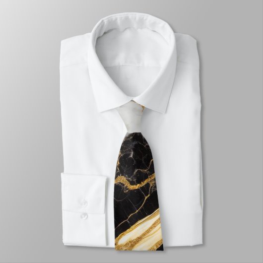Zwart-wit marmeren patroon met goud stropdas (Gebonden)