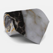 Zwart-wit marmeren patroon met goud stropdas (Opgerold)