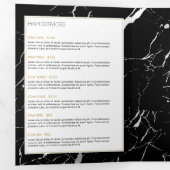 Zwart-wit marmeren salon of productbrochure drieluik kaart (Binnenzijde eerst)