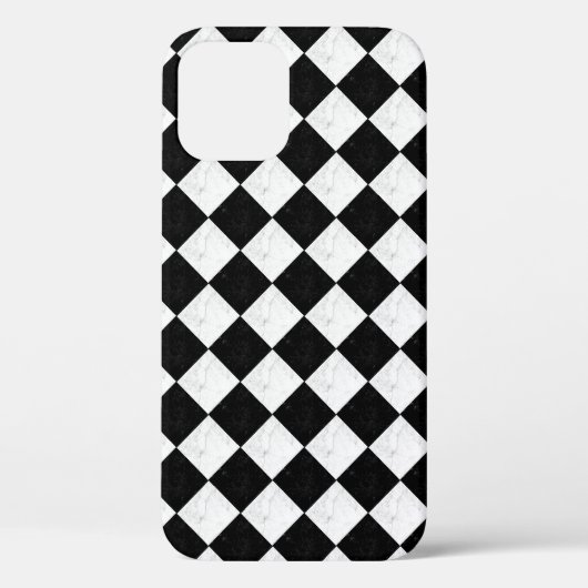 Zwart-wit marmeren schaakbord Case-Mate iPhone case (Achterkant)