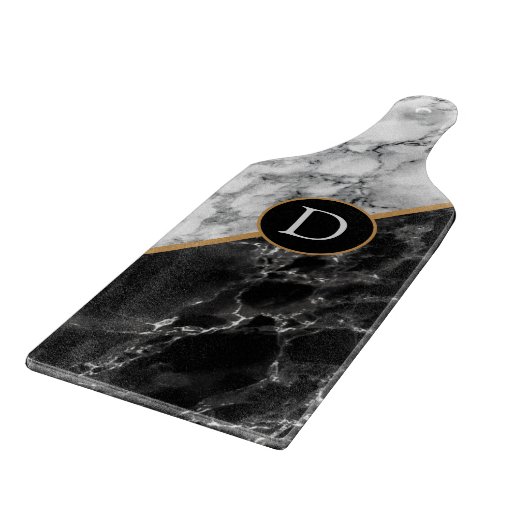 Zwart-wit Marmeren Snijplank Custom Letter (Hoek)