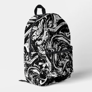 Zwart & Wit Marmeren Stijl Bedrukte Rugzak