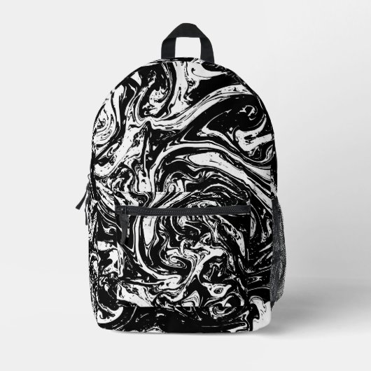 Zwart & Wit Marmeren Stijl Bedrukte Rugzak (Voorkant)