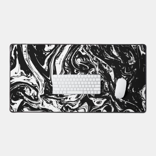 Zwart & Wit Marmeren Stijl Bureaumat (Keyboard & Muis)