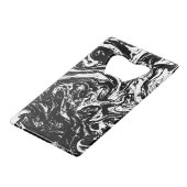 Zwart & Wit Marmeren Stijl Creditkaart Flessenopener (Achterkant Gekanteld)