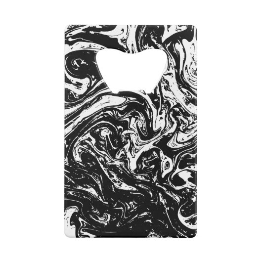 Zwart & Wit Marmeren Stijl Creditkaart Flessenopener (Achterkant)