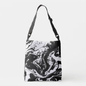 Zwart & Wit Marmeren Stijl Cross-Body Tas (Achterkant)