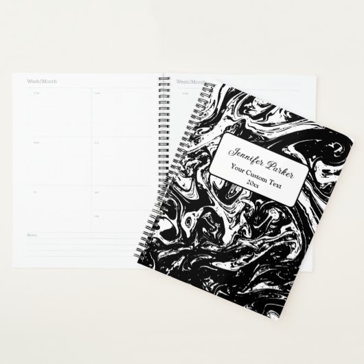 Zwart & Wit Marmeren Stijl Custom Planner (Display)