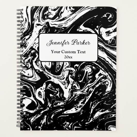 Zwart & Wit Marmeren Stijl Custom Planner (Voorkant)