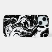 Zwart & Wit Marmeren Stijl iPhone 15 Case (Achterkant horizontaal)