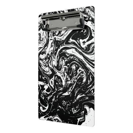 Zwart & Wit Marmeren Stijl Mini Klembord (Angled2)