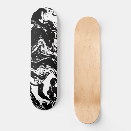 Zwart & Wit Marmeren Stijl Skateboard (Voorkant)