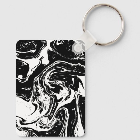 Zwart & Wit Marmeren Stijl Sleutelhanger (Achterkant)