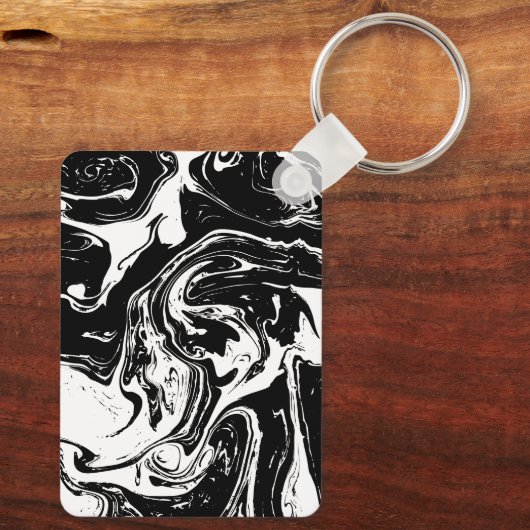 Zwart & Wit Marmeren Stijl Sleutelhanger (Achterkant)
