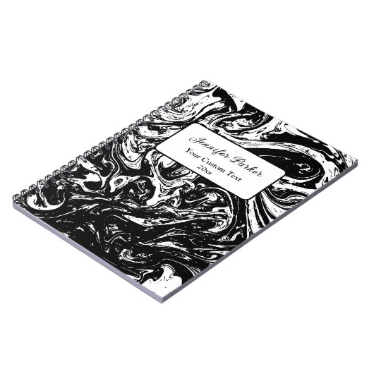 Zwart & Wit Marmeren Stijl Spiraalvormig Aangepast Notitieboek (Linkerzijde)