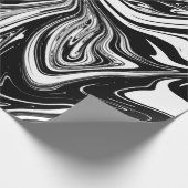 Zwart & Wit Marmeren Swirl Moderne Glam Cadeaupapier (Hoek)