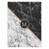 Zwart wit marmeren tafelkleed met aangepaste lette (Voorkant)