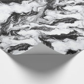 Zwart-wit marmeren wervelpatroon cadeaupapier (Hoek)