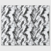 Zwart-wit marmeren wervelpatroon cadeaupapier (Vlak)